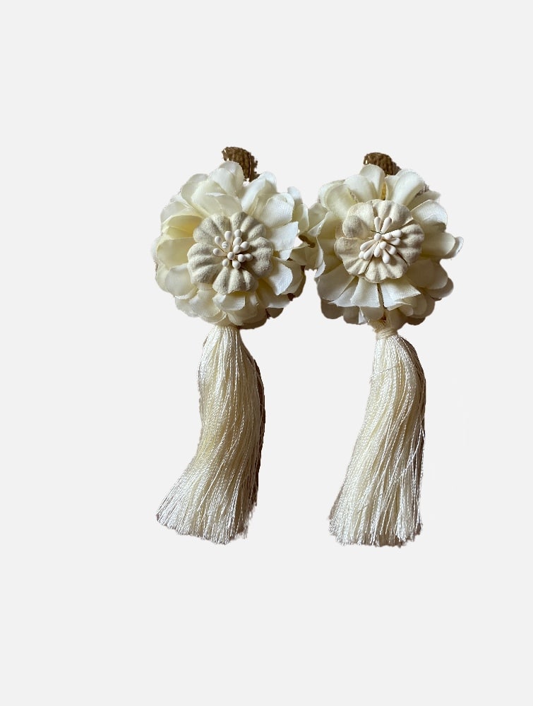 Flower and fringe earrings